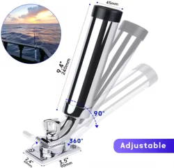 Soporte caña barco regulable 360° – Acero inoxidable 316 marine