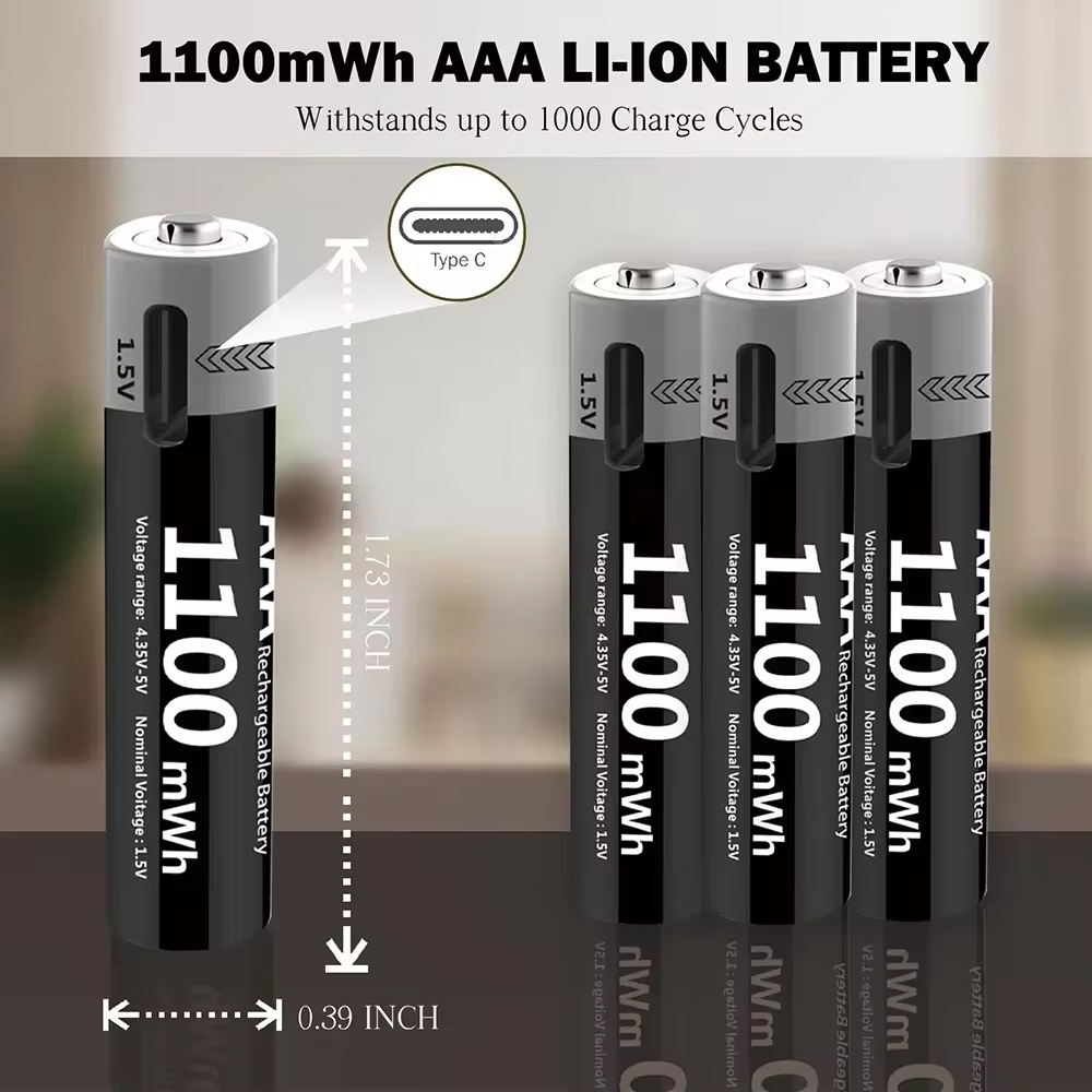 Batería recargable Li-ion USB AAA 1,5V para frontal de pesca - imagen 4
