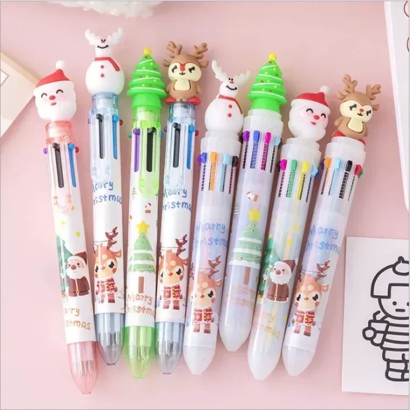 Bolígrafos multicolor navideños Kawaii para regalo escolar niños