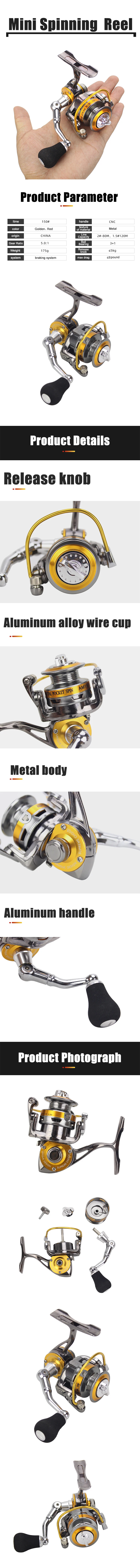 Carrete WEIHE 150 # Mini II giratorio de metal para pesca en el océano