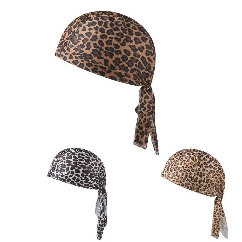 Gorro UV transpirable con pañuelo leopardo ajustable elástico