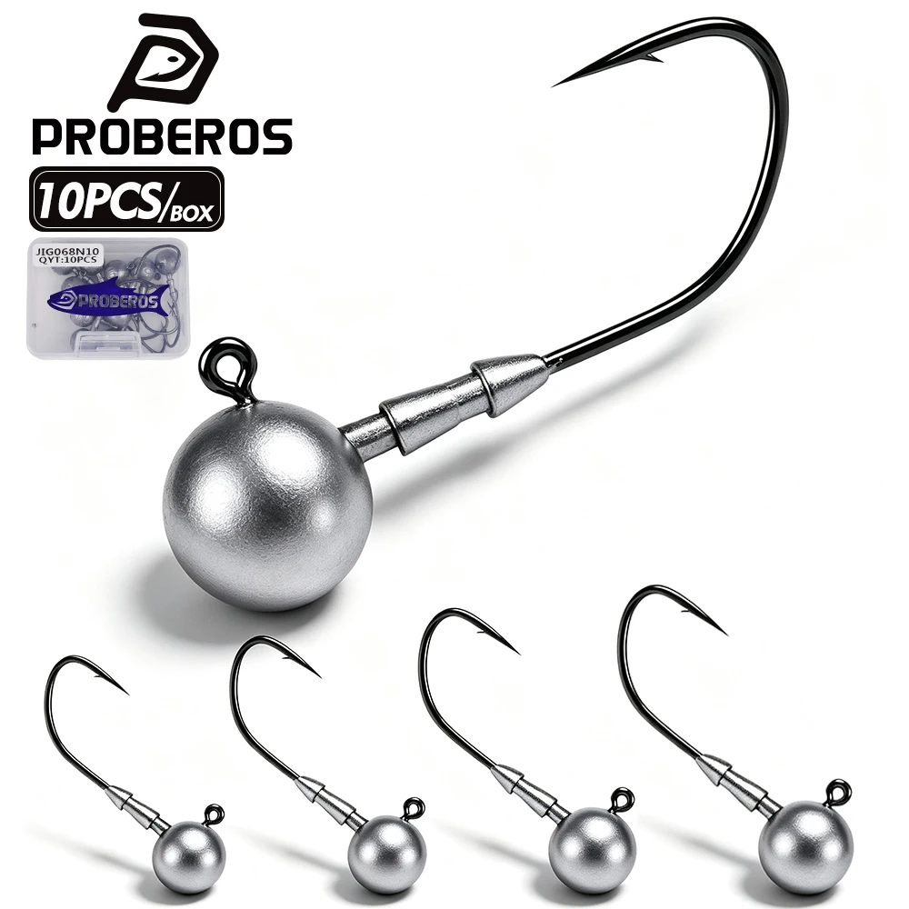 Anzuelos Jig Head PROBEROS offset redondo con púas para vinilo - imagen 5
