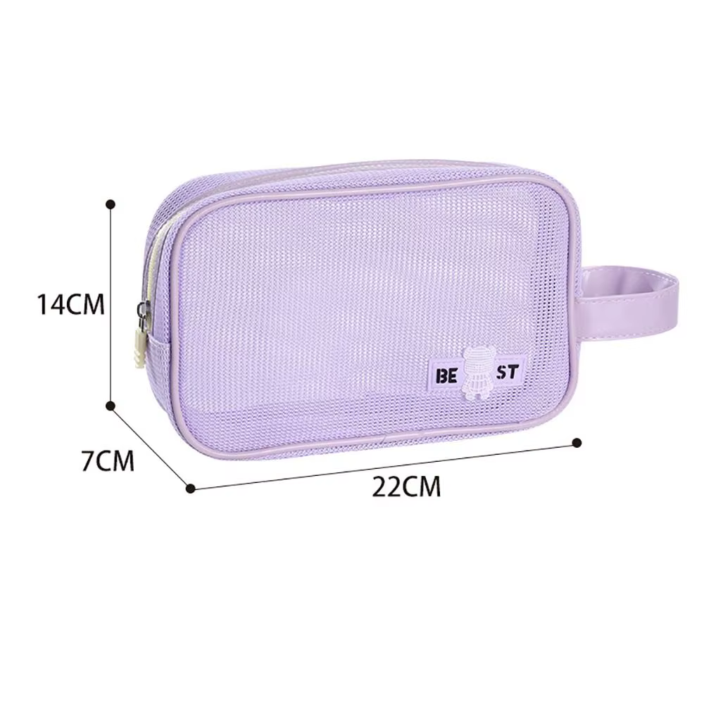 Neceser de maquillaje de malla resistente con asa y cierre - imagen 4