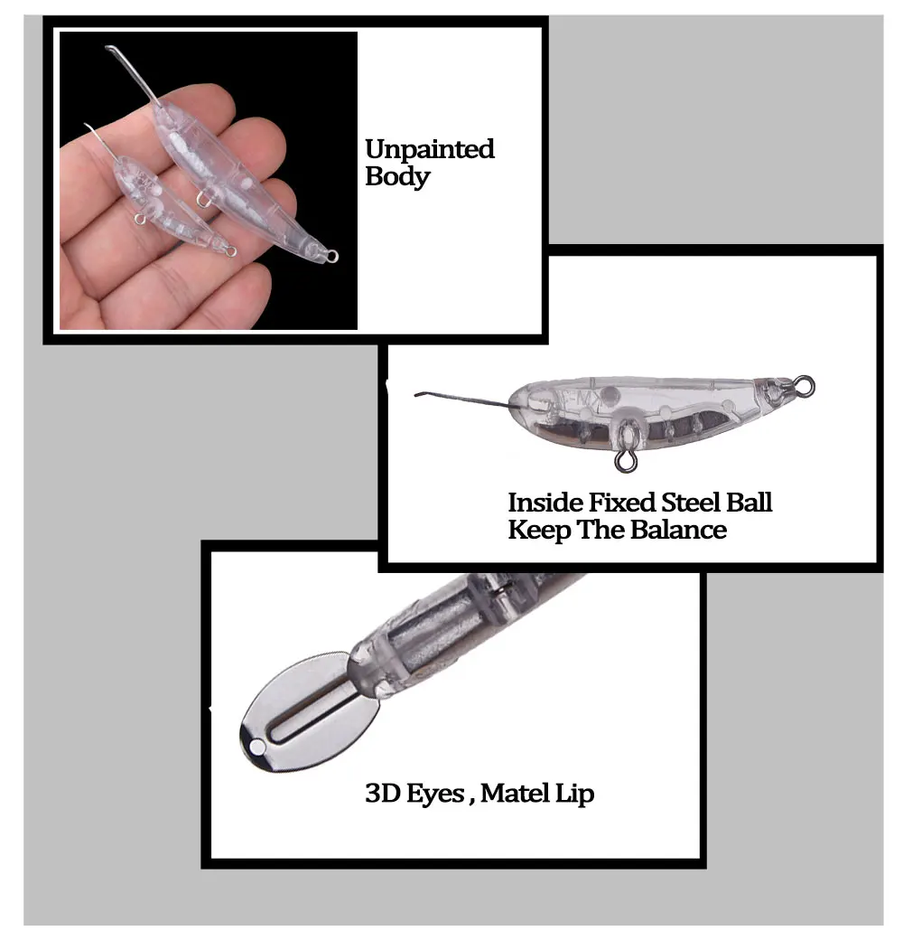 Chan'sHuang señuelo Minnow sin pintar de metal con labio - imagen 2