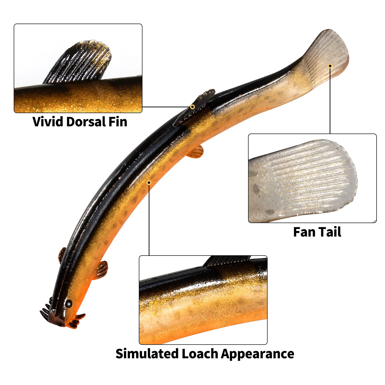 Señuelo blando Swimbait Anguila Loach 10 cm ojos 3D para lubina - imagen 5