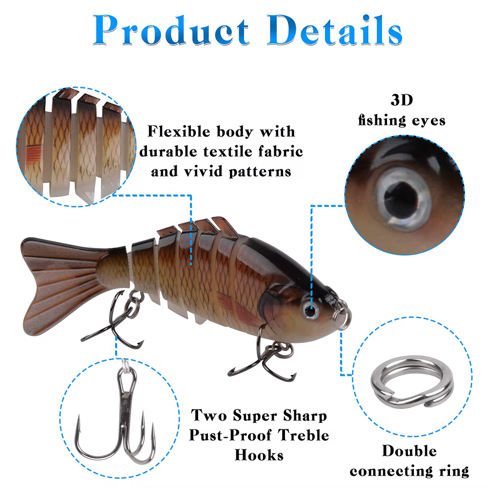 Señuelo swimbait articulado 15g hundimiento lento para bass y trucha - imagen 2