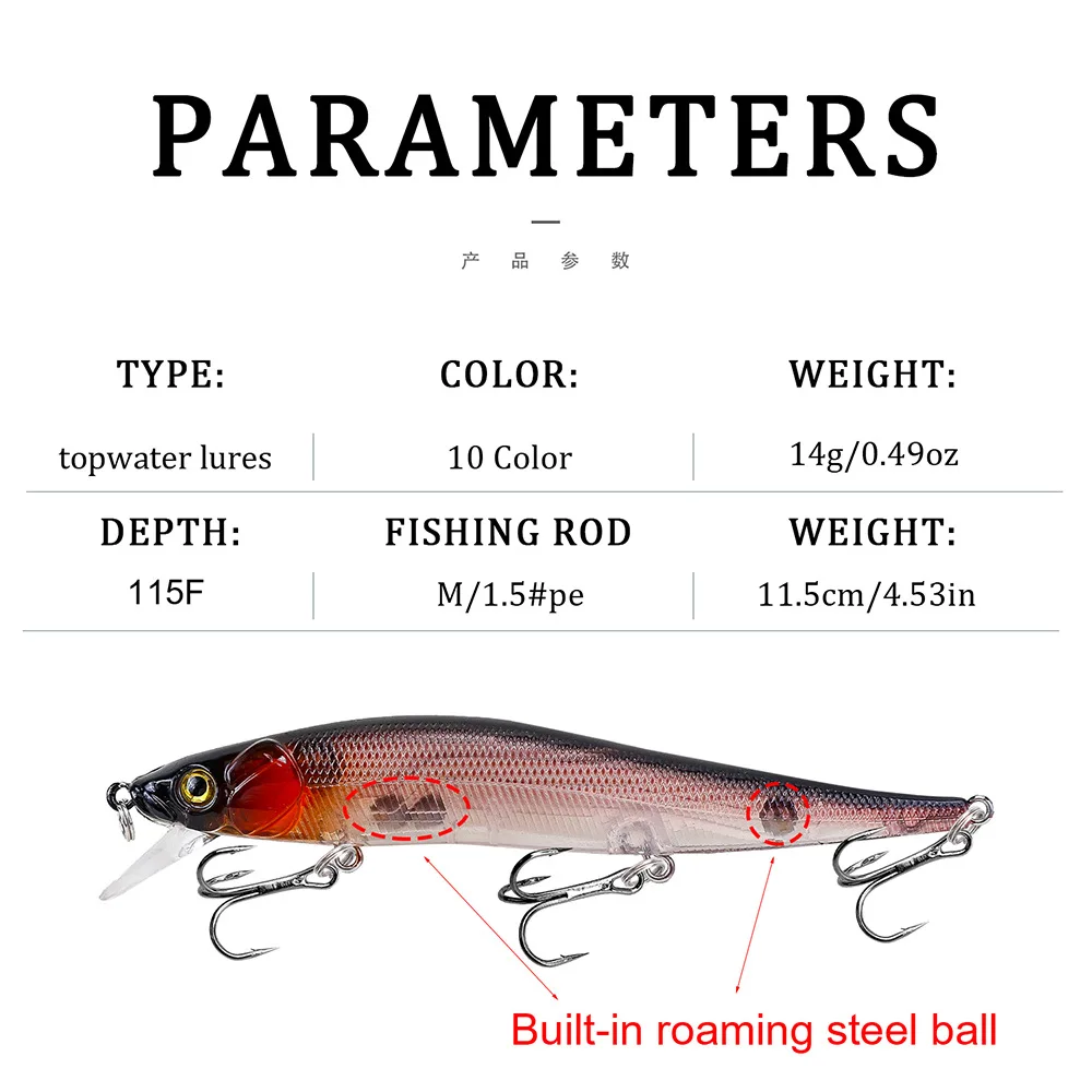 Crankbait hundido 11,5 cm para lubina – señuelo sinking - imagen 4