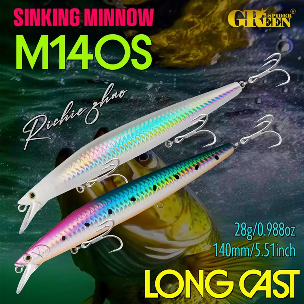 GRSSNSPIDER Minnow Hundimiento – Señuelo artificial para mar y lucio