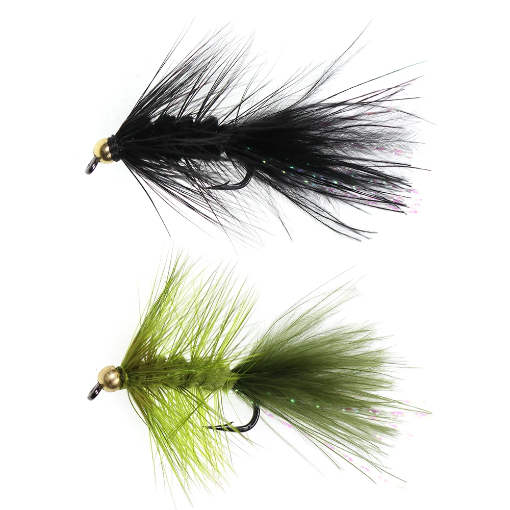 Streamer Woolly Bugger color oliva con cabeza de latón