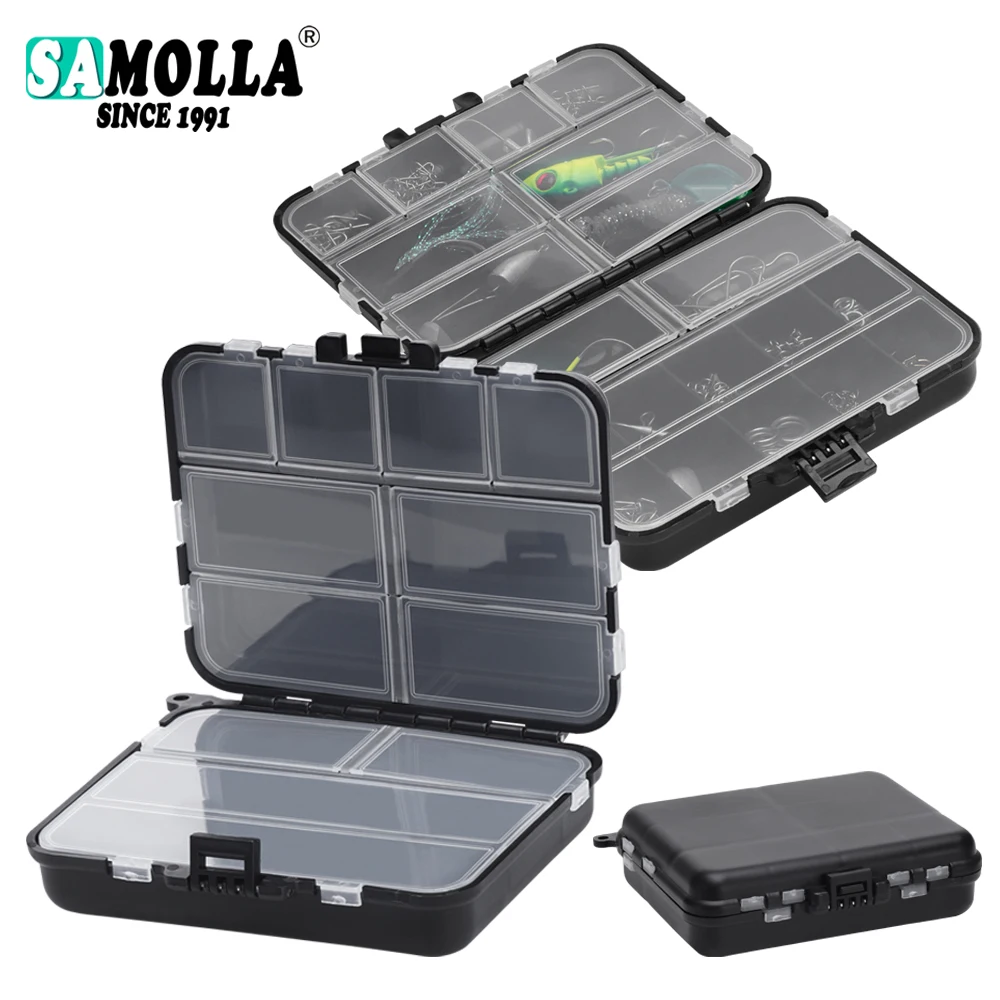 Caja de pesca portátil doble cara para anzuelos y señuelos