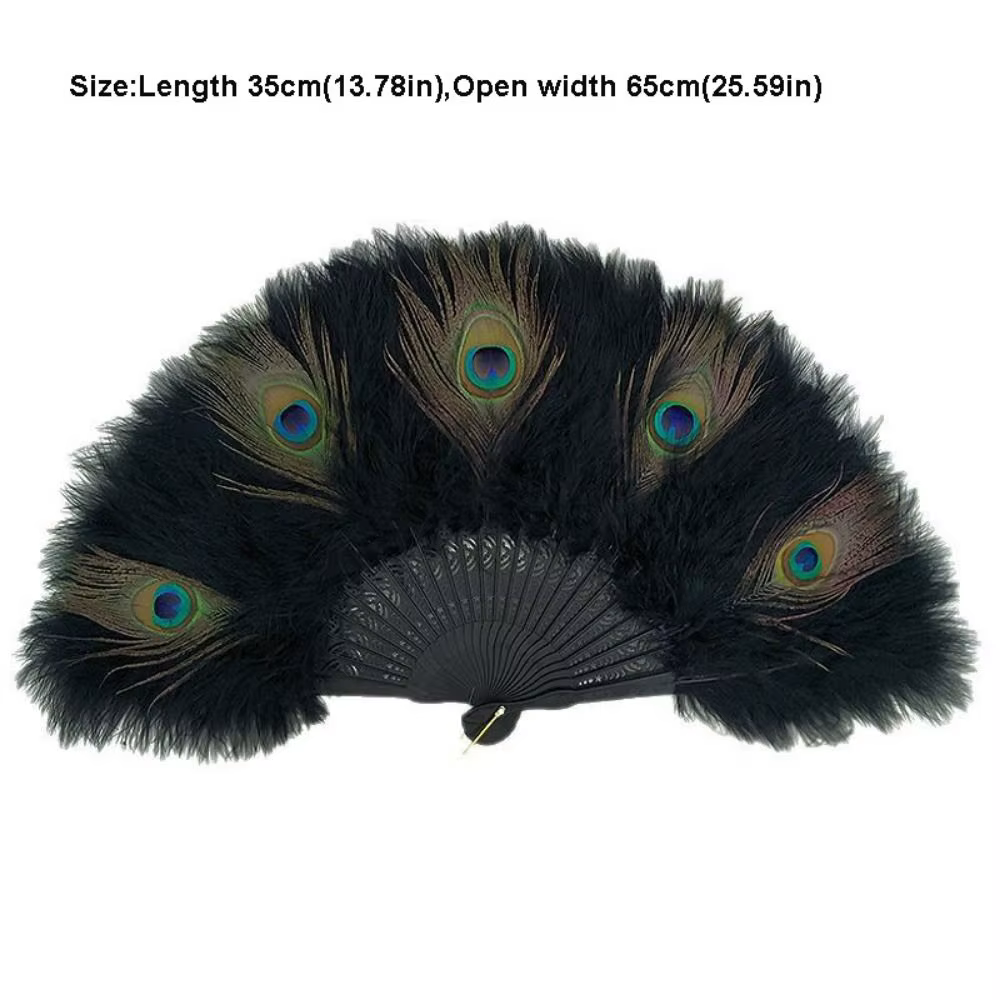 Abanico multicolor grande con plumas de pavo real – Bodas y eventos - imagen 3