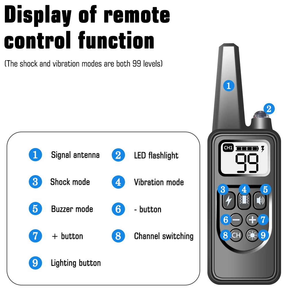 Pupopan E collar entrenamiento perro impermeable IP67 control remoto - imagen 3