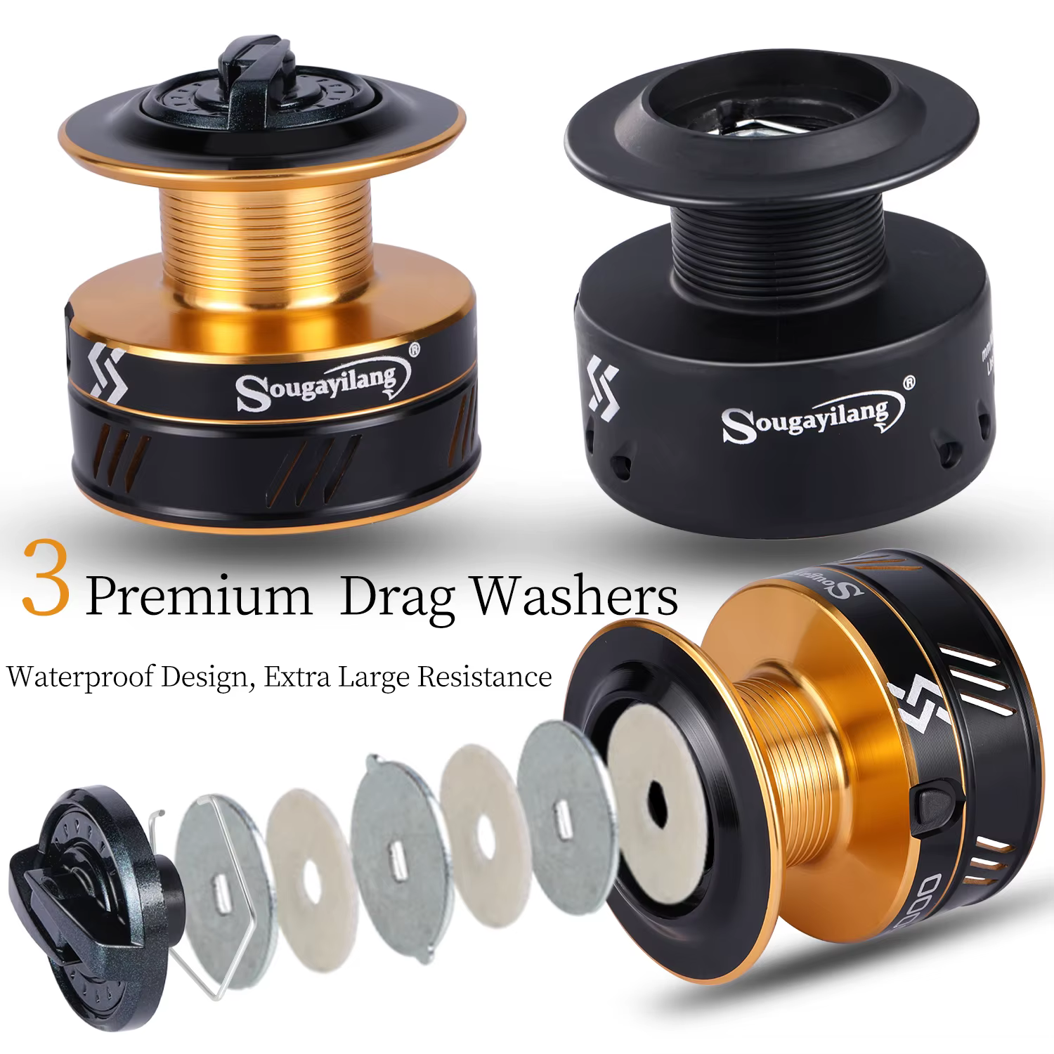Carrete de pesca Sougayilang aluminio 2000-6000 para carpa