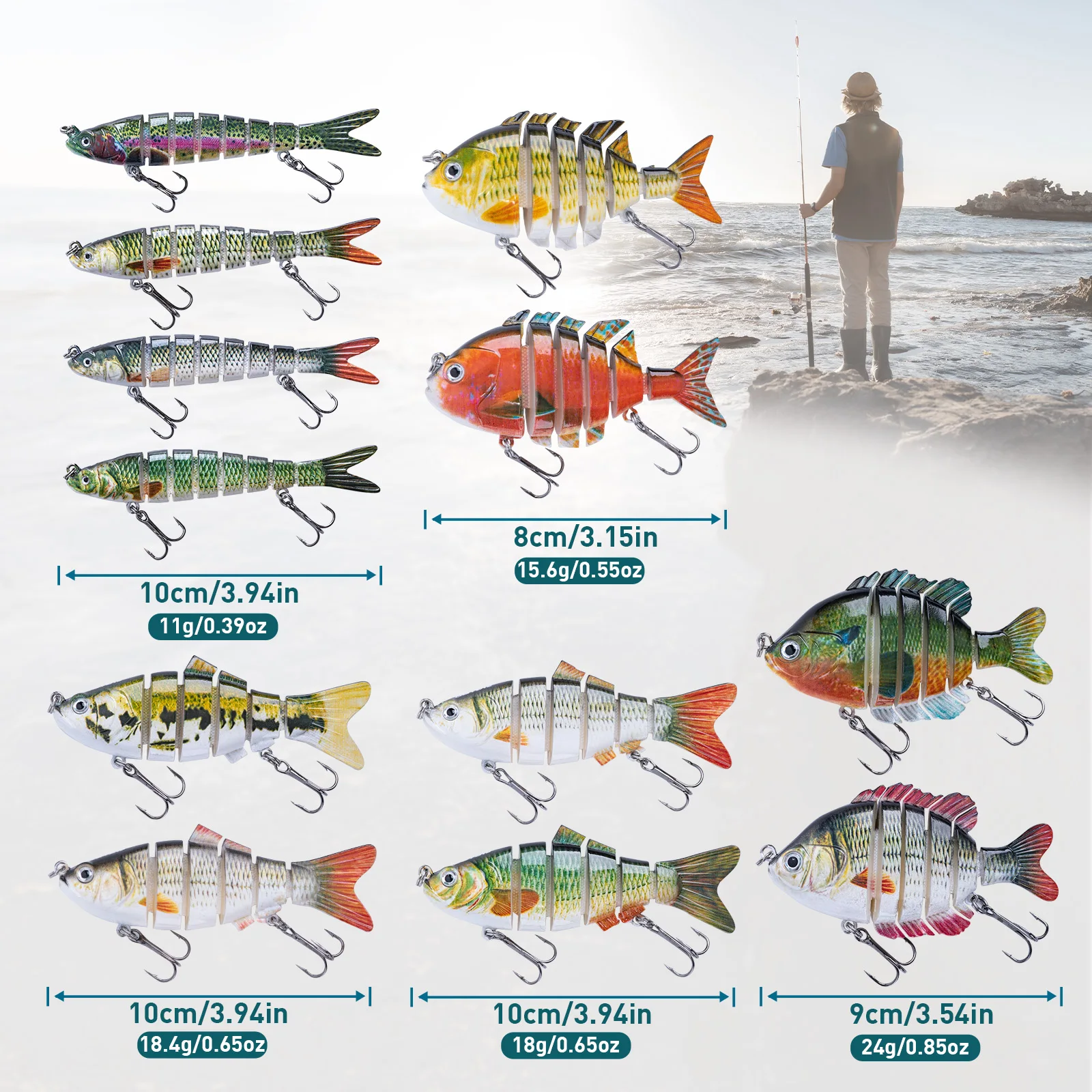 Variedad de colores del juego de 12 señuelos Goture