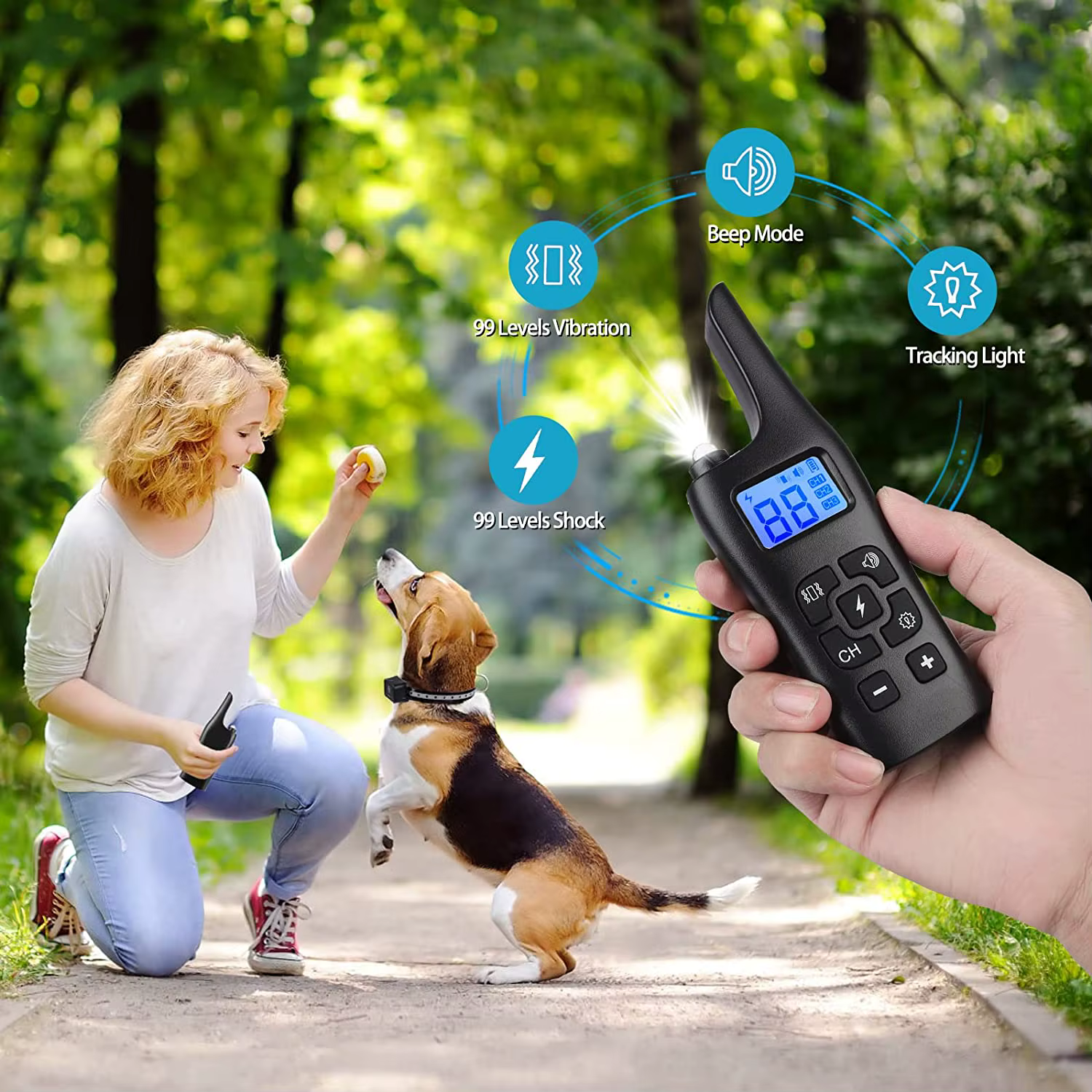 Collar adiestramiento remoto impermeable recargable con pantalla LCD - imagen 4