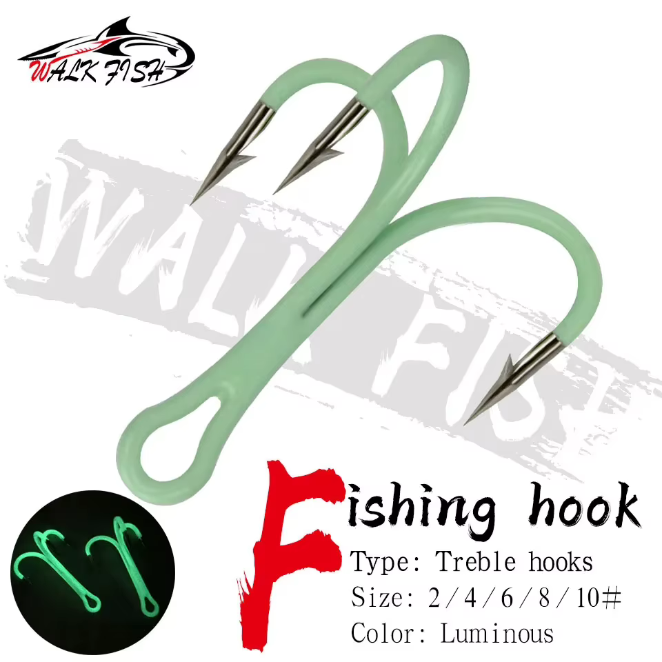 Walk Fish Anzuelos Triples Luminosos – Acero al Carbono para Mar