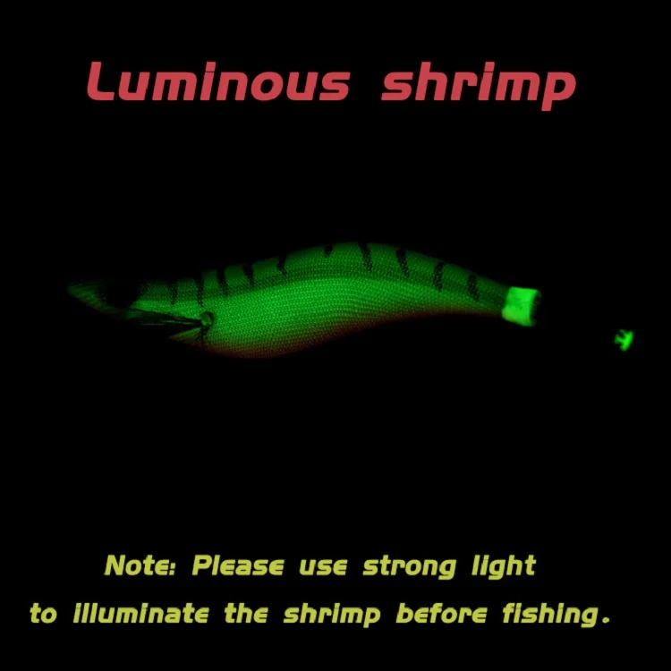 Jig Luminoso 3D para Calamar – Señuelo Shrimp Glow en Madera - imagen 5