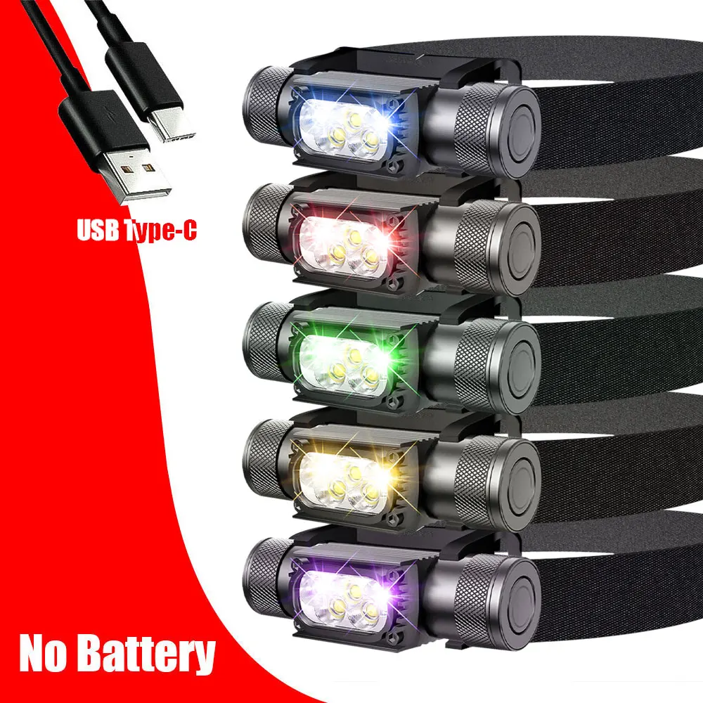 Linterna frontal LED recargable sin batería USB-C para camping - imagen 2