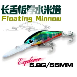 Wobbler flotante mini pececillo SwimBait de lengua larga para trucha