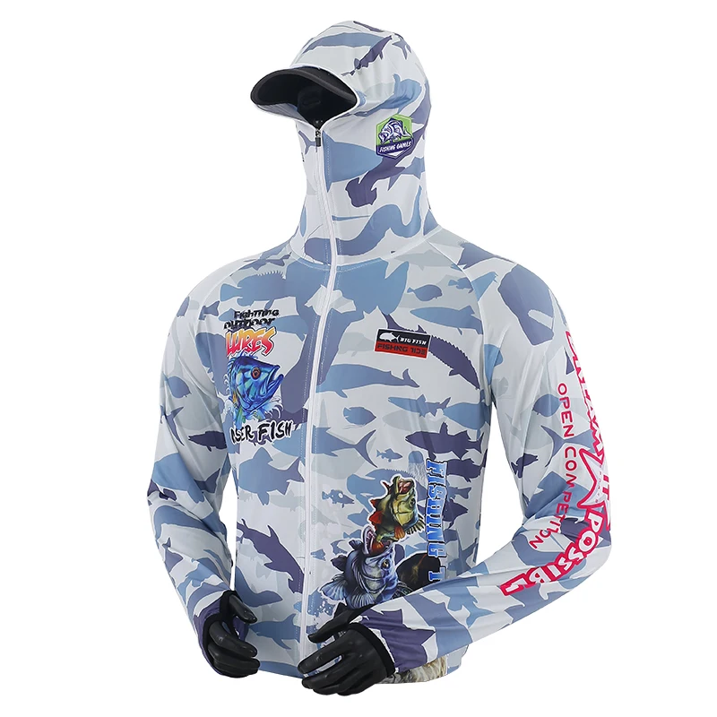 Ropa de pesca camuflaje mar con protección solar para hombre