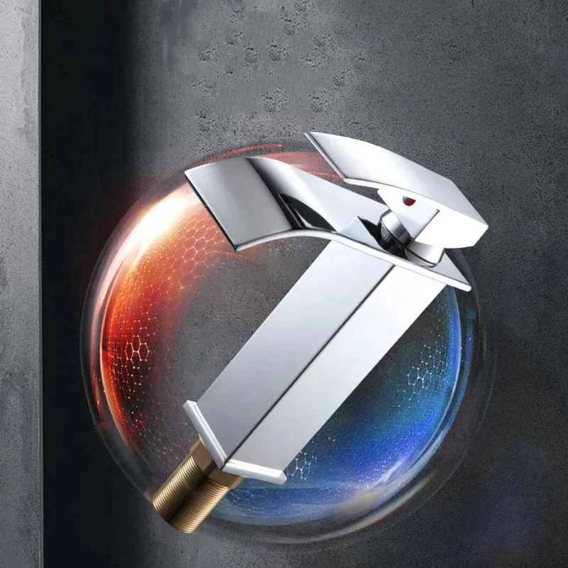 Grifo lavabo cascada acero inoxidable – Mezclador frío/calor para baño - imagen 5