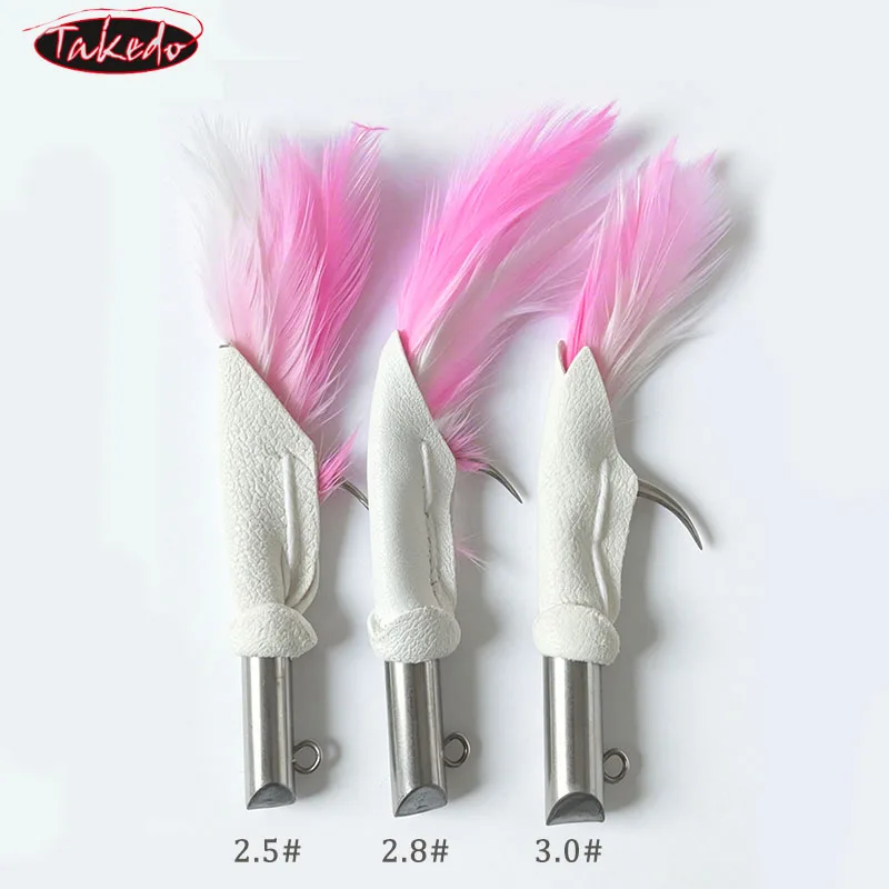 TAKEDO Señuelo con plumas y anzuelo de acero inoxidable sin púas - imagen 2