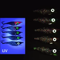 Señuelos luminosos para calamar con luz UV para agua salada