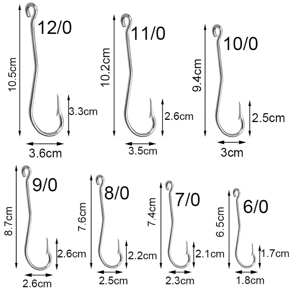 Anzuelo Offset Jigging Acero Inox – Vástago largo para lubina