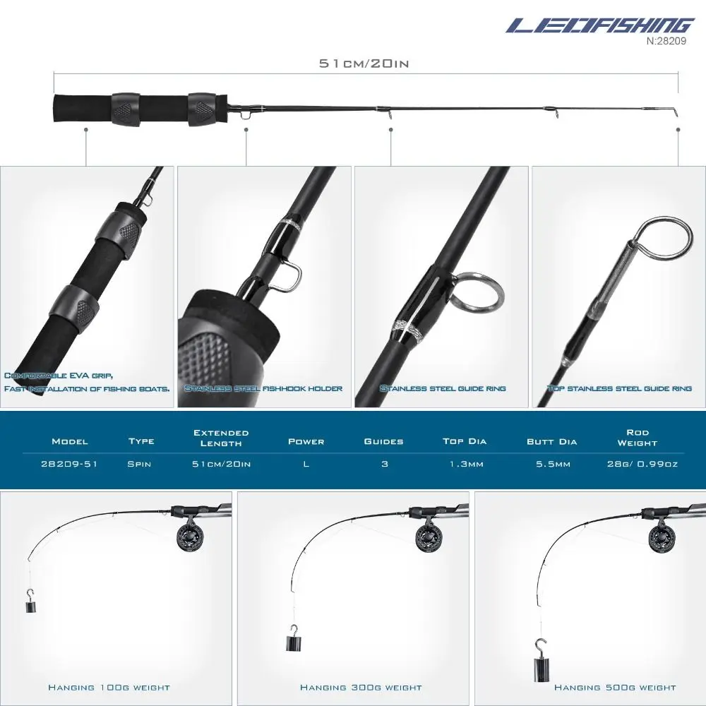 Caña retractil giratoria pesca en hielo de carbono para invierno - imagen 5