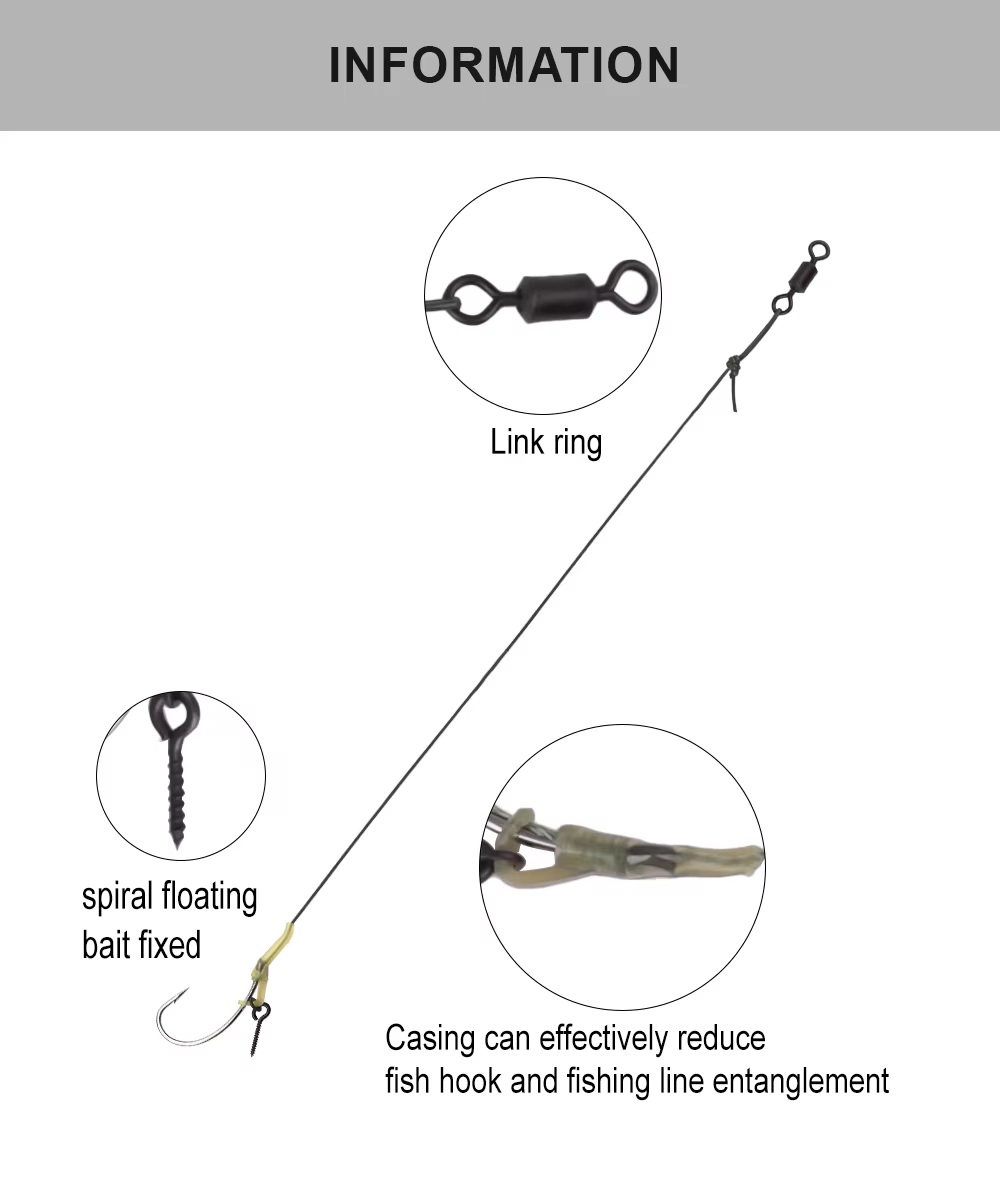 Detalle de los accesorios de pesca FTK para agua dulce