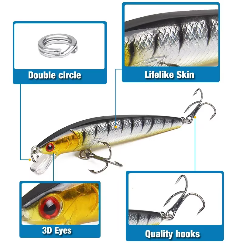 Señuelos de pesca japoneses - Crankbait y wobblers con ojos 3D