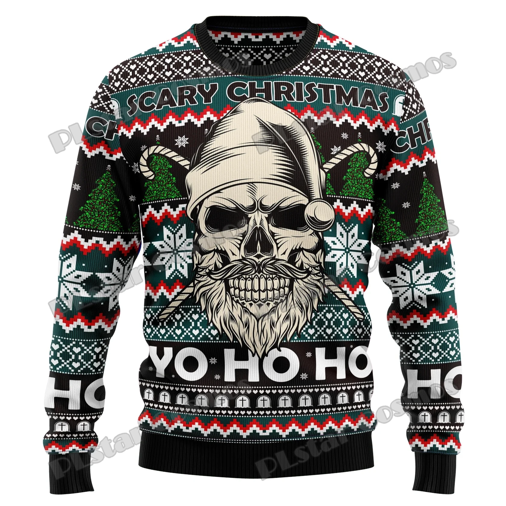 Jersey de Punto 3D Calavera y Pino KMY15 – Estilo Casual - imagen 2