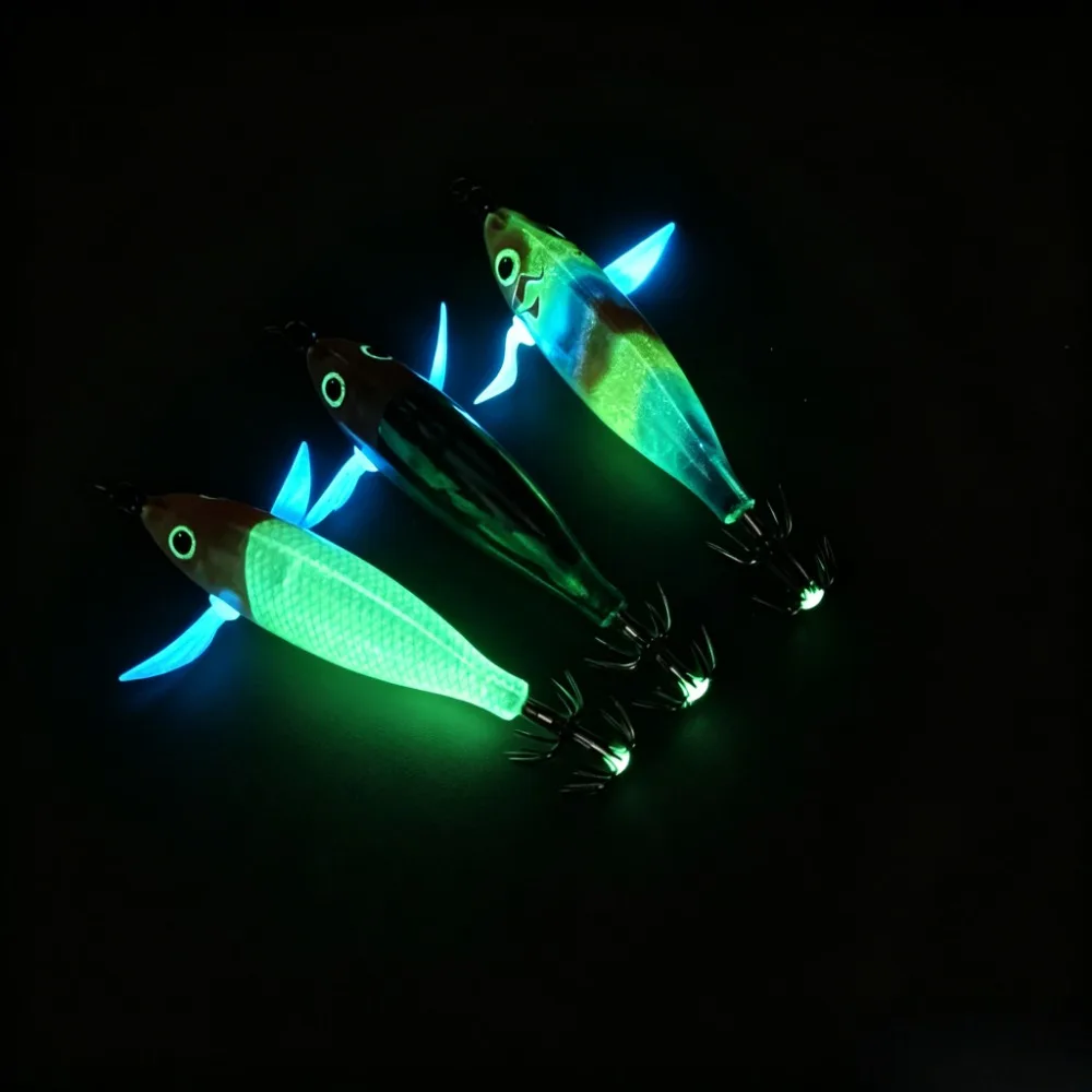 Señuelos Egi de calamar luminosos de madera, 8 cm - imagen 3