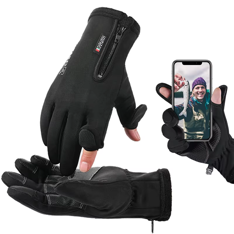 Guantes de pesca invierno dos dedos cortados – Antideslizantes y táctiles