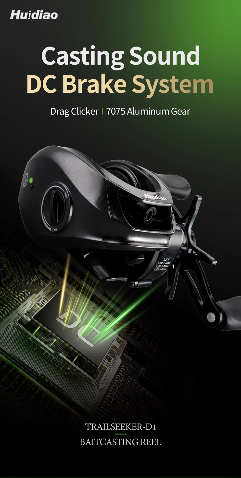 Carrete de pesca Huidiao TRAILSEEKER DC en detalle