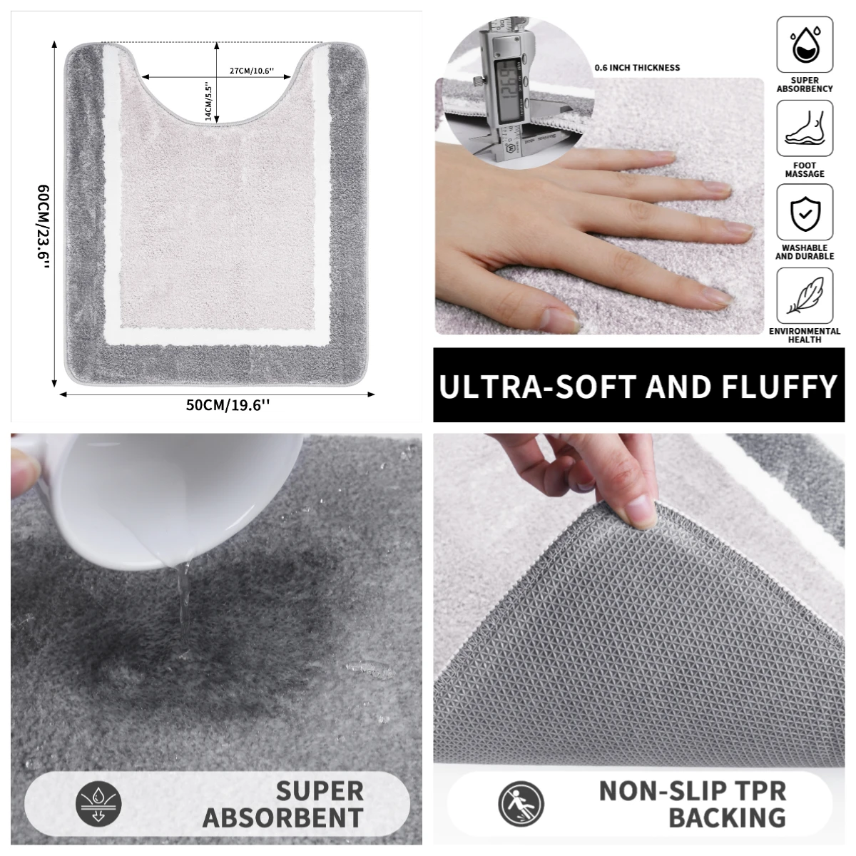 Alfombra antideslizante de baño en U – espuma viscoelástica absorbente - imagen 2