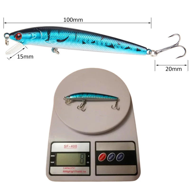 Señuelo Minnow Crankbait Cola Larga Flotante Ojo 3D para Perca - imagen 2