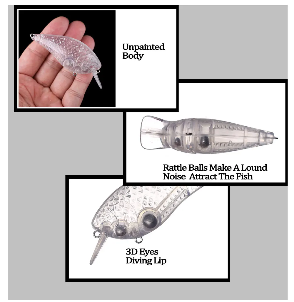 Chan'sHuang Señuelo crankbait blanco sin pintar para pesca DIY - imagen 4