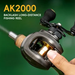 Carrete Baitcasting con rodamientos metálicos y marco de aluminio