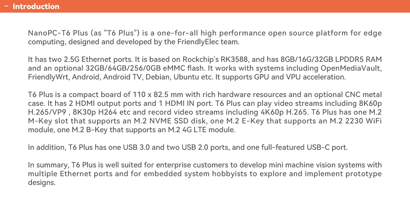 Vista de la placa NanoPC T6 Plus