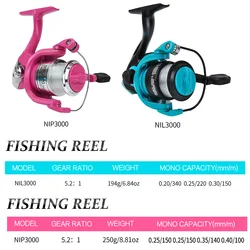 Carrete de pesca con manivela plegable y gran bobina para línea