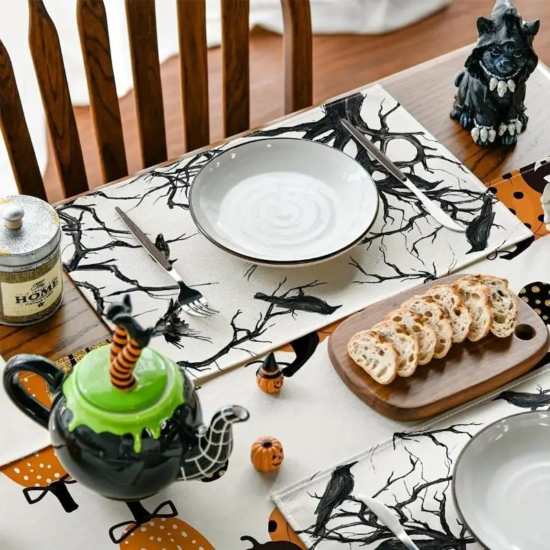 Manteles individuales Halloween con diseño de cuervo – festivo - imagen 2