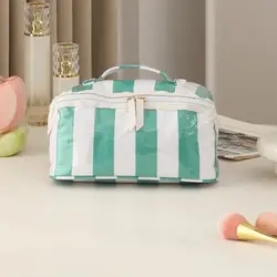 Bolsa aseo transparente PVC a rayas impermeable con cremallera