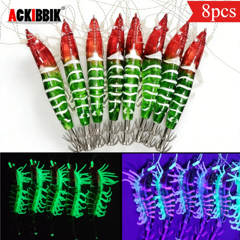 Señuelos UV horizontales luminosos para pulpos, camarones y calamares - imagen 5