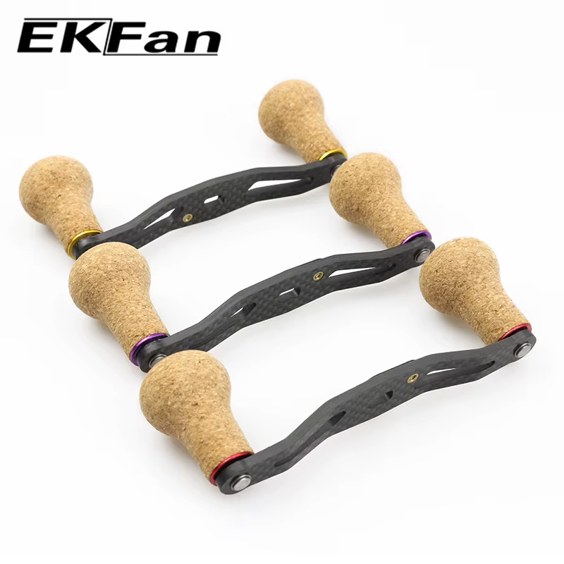 Manivela Carrete EKfan Fibra Carbono 105mm Perilla Madera Intercambiable - imagen 5