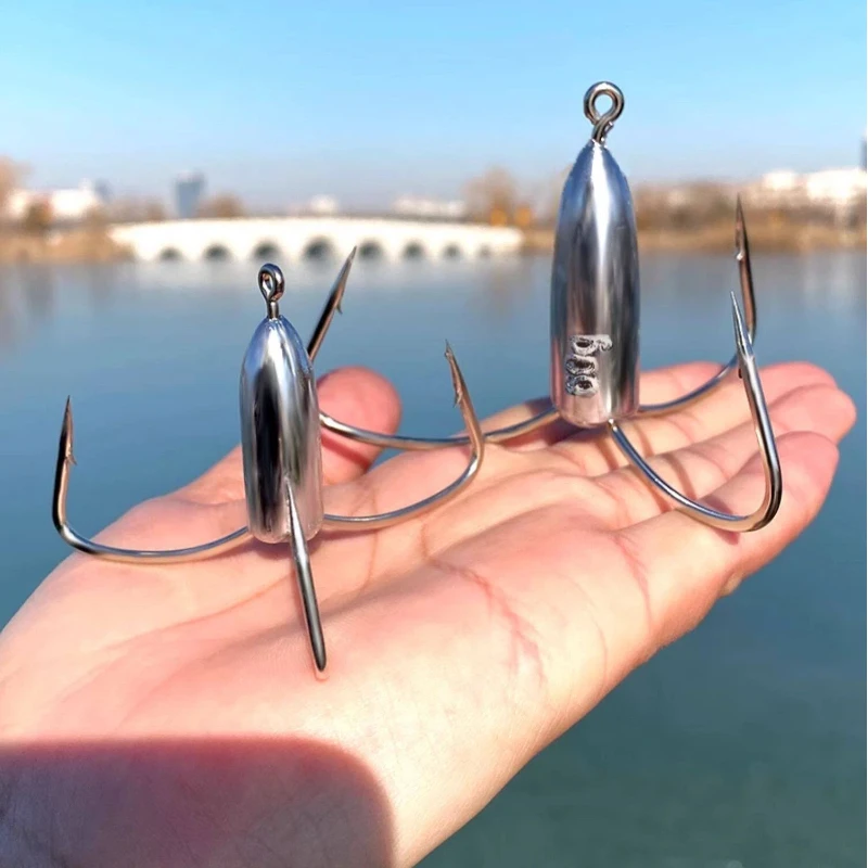 Anzuelos triples de acero alto carbono para carpas afilados – Jig Head