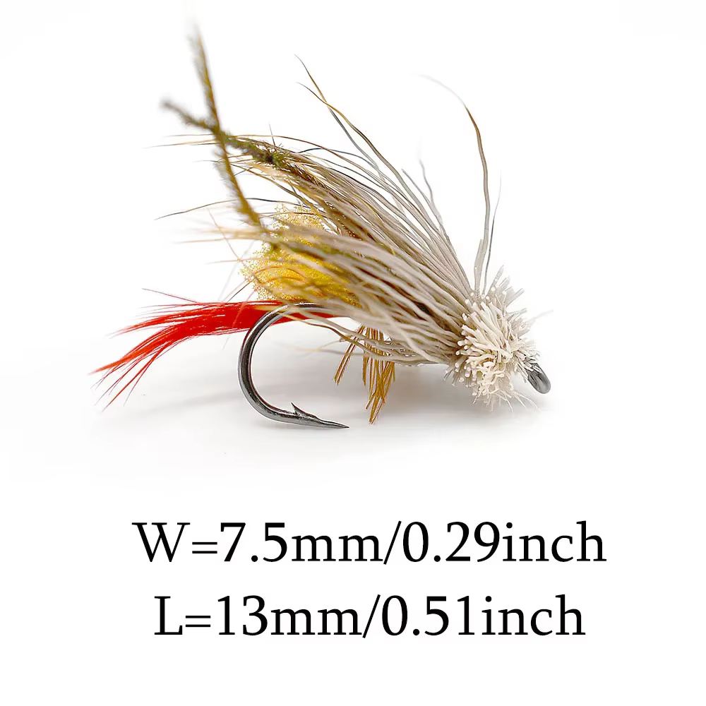 MNFT Moscas pesca con mosca terrestres huevo amarillo seco barba marrón - imagen 5