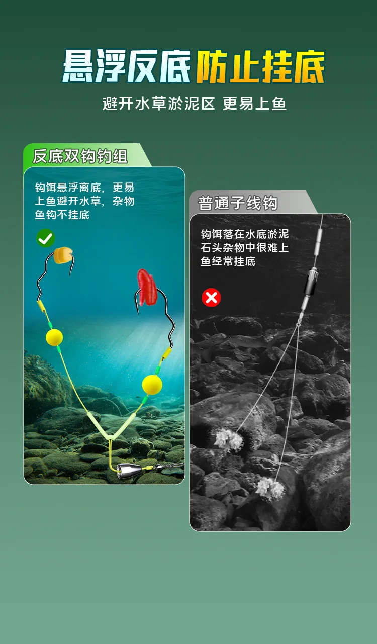Montaje anti-fondo para pesca de carpa en agua dulce