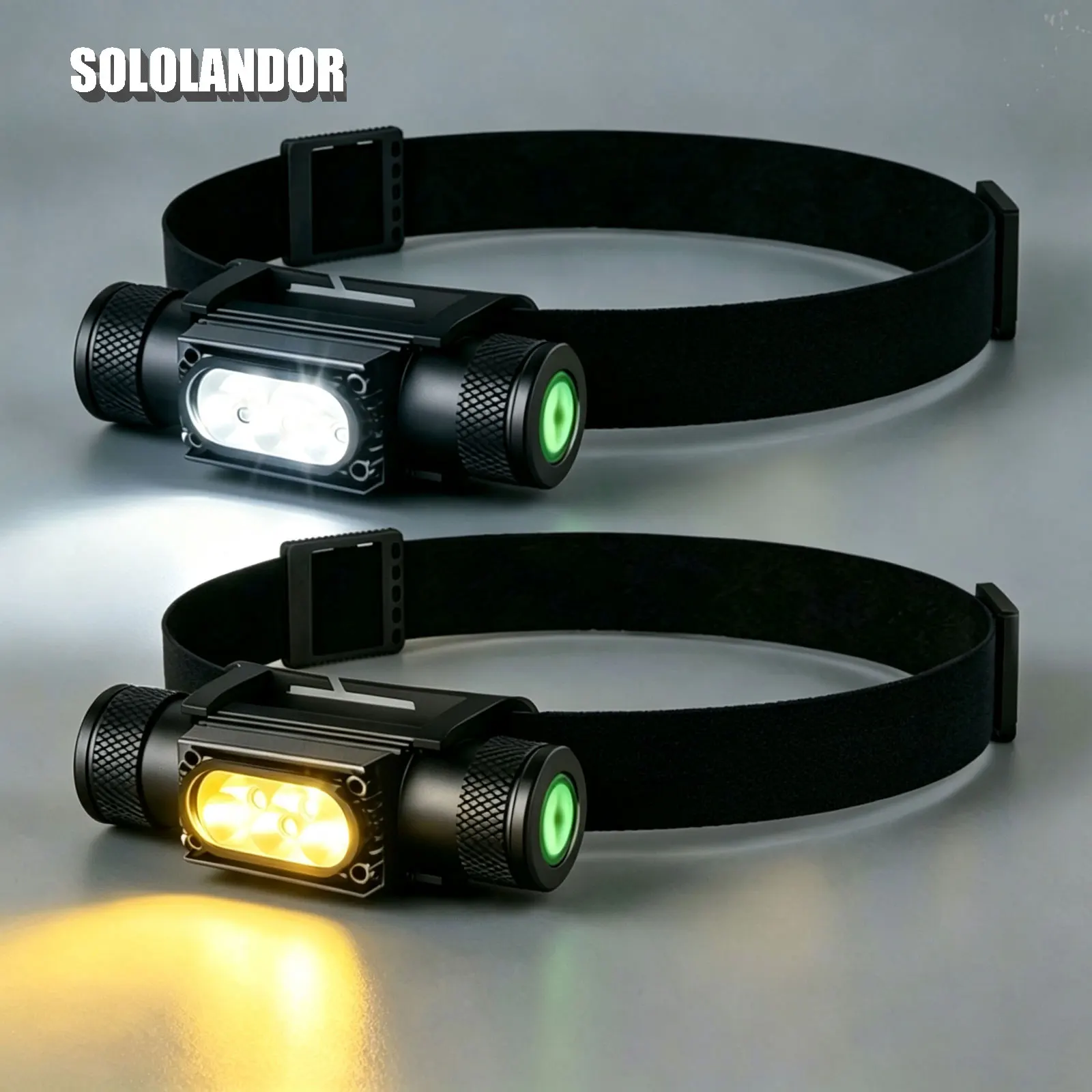 Linterna LED cabeza USB para pesca nocturna – Luz doble - imagen 2