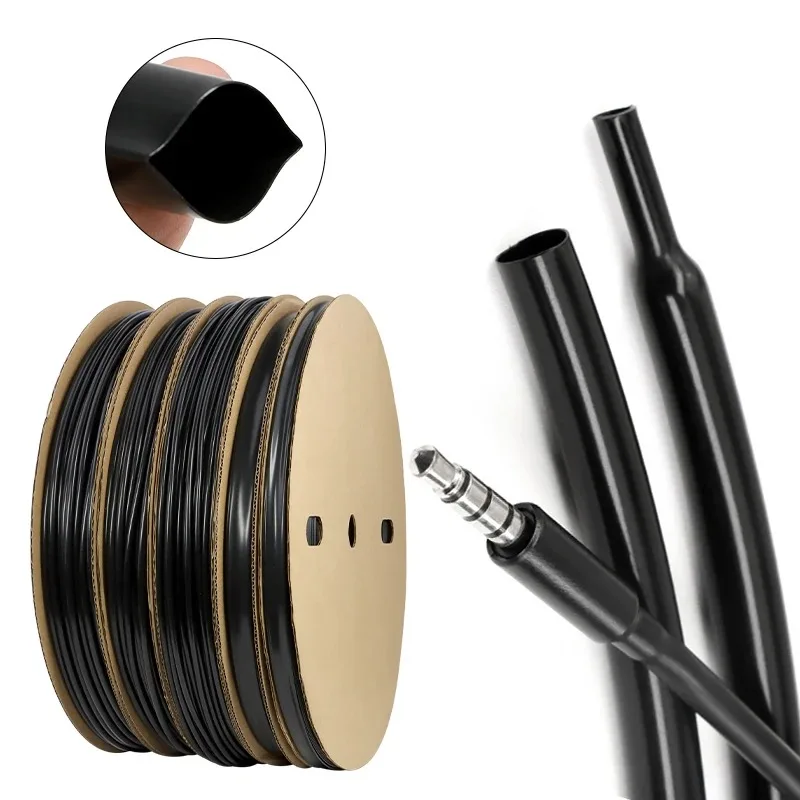 Tubo termorretráctil negro brillante para cables de audio - imagen 3